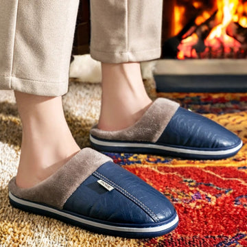 Men's PU Leather Warm Winter House Slippers